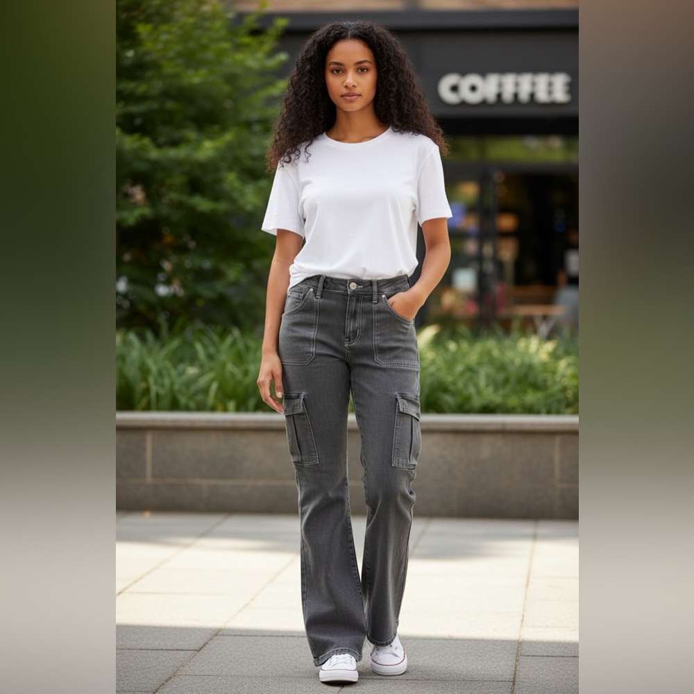 Forever 21 Gray Flare & Wide Leg Jeans